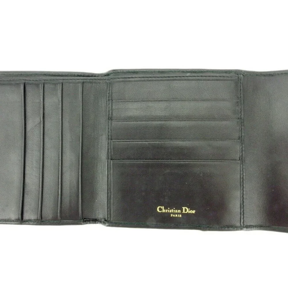 Dior tri-fold wallet Lady Dior leather Authentic used